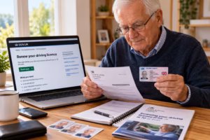 Older driver preparing to renew a UK driving licence at age 70